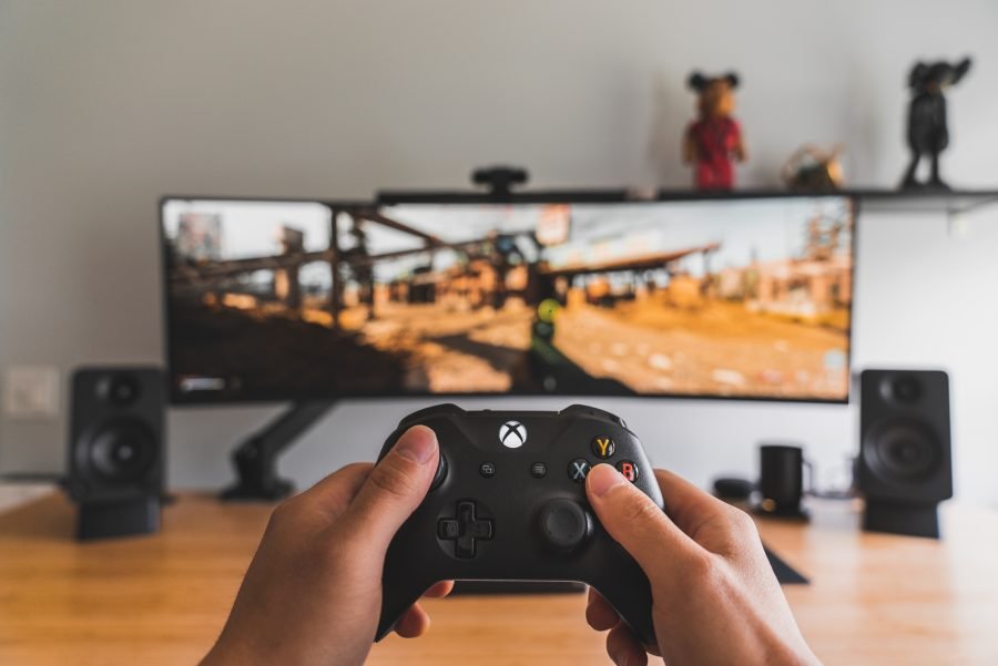 A person playing with an Xbox